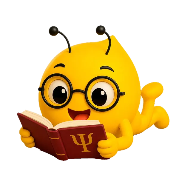Mascote KOPSI estudando o universo da psicologia para o marketing digital